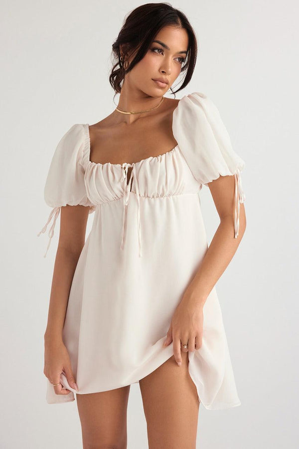 Rimi Georgette White Mini Dress