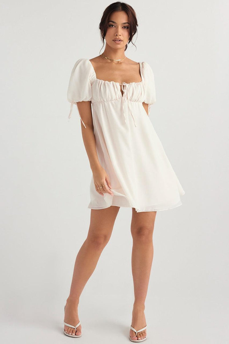 Rimi Georgette White Mini Dress