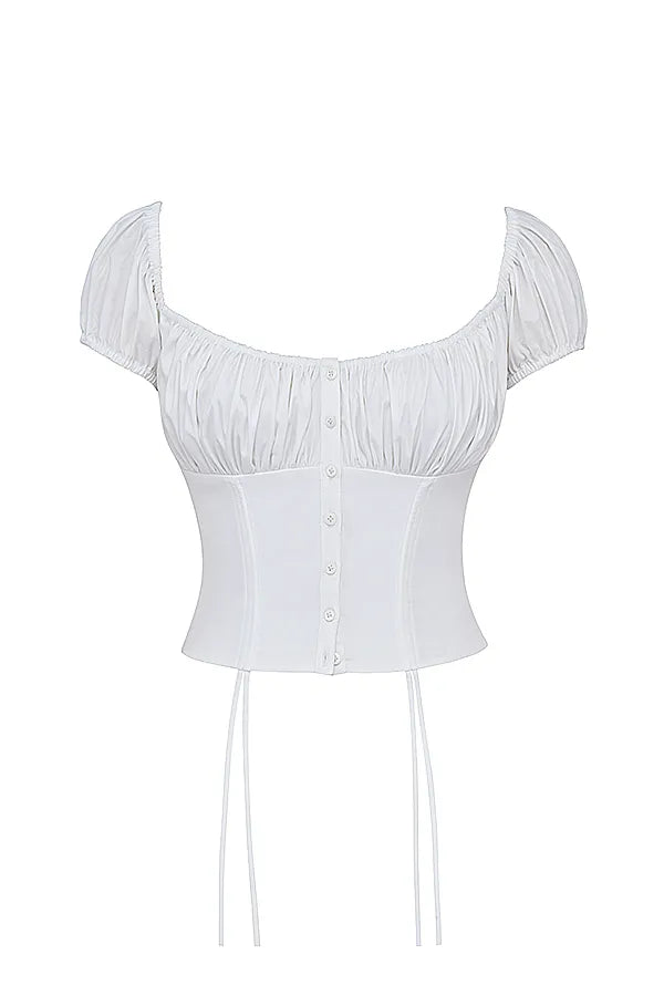 Molly White Gathered Top