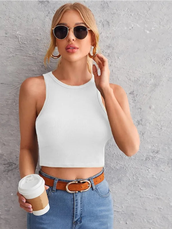 Nadia Sleeveless Cotton Crop Top