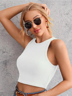 Nadia Sleeveless Cotton Crop Top