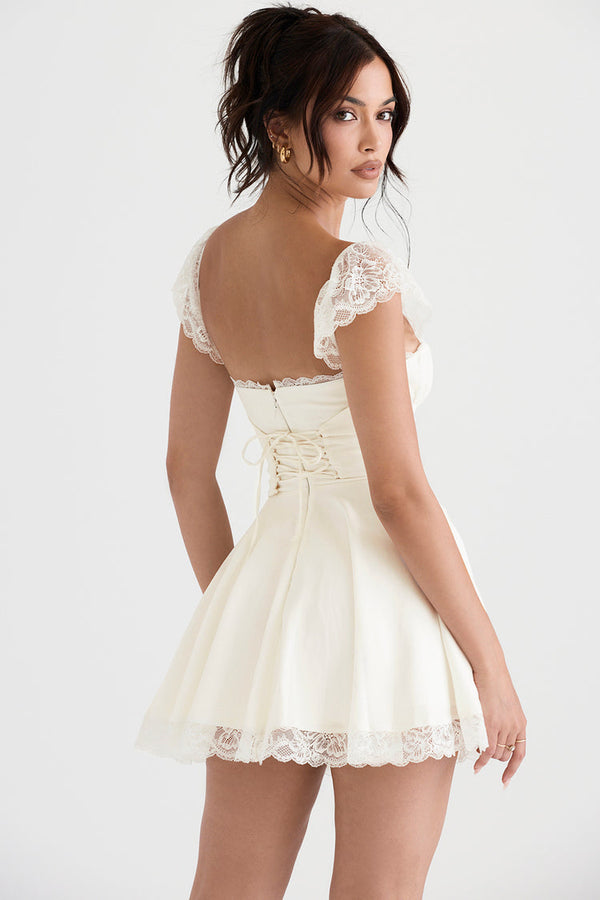 Julie Lace Detailing Bustier White Dress