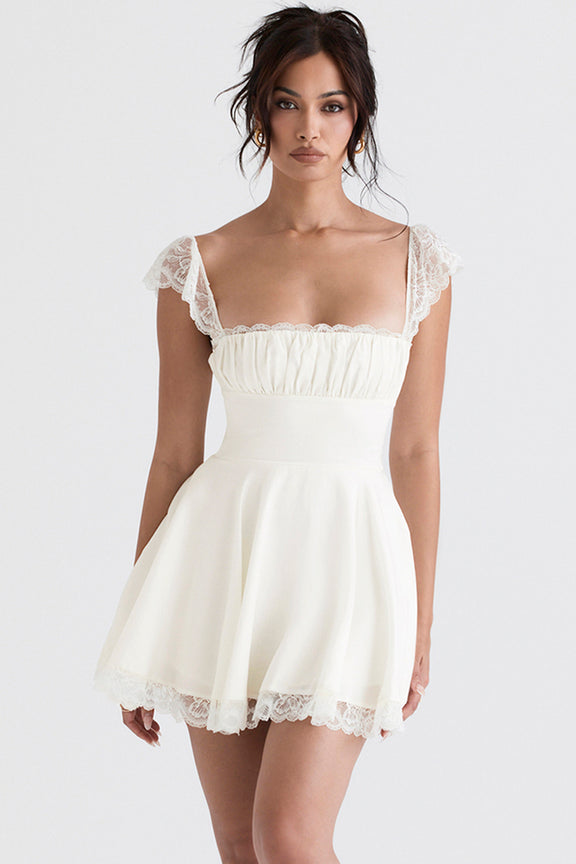 Julie Lace Detailing Bustier White Dress