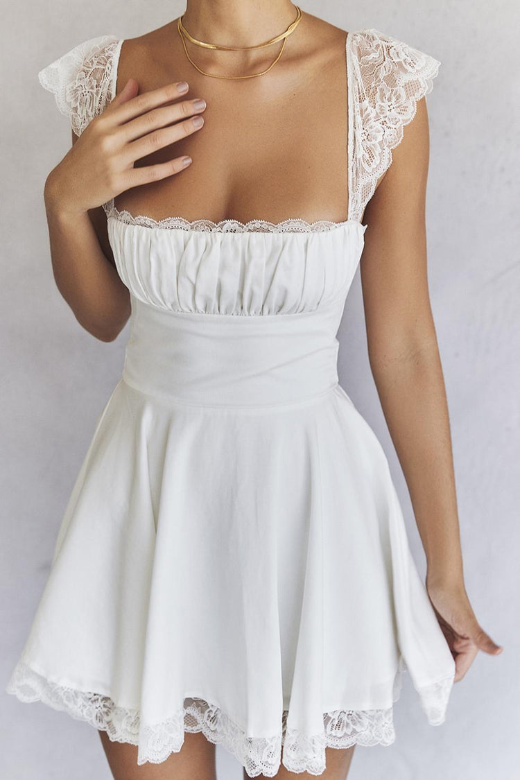 Julie Lace Detailing Bustier White Dress